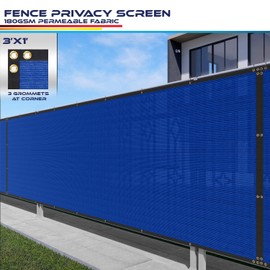 Windscreen4less Fence Privacy Screen 3' x 1' Heavy Duty Windscreen Fencing Mesh Fabric Cover for Patio Garden Backyard Lawn Carport Pool Fence, Blue