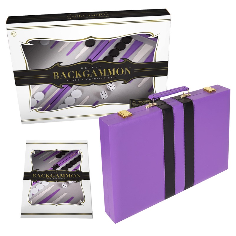 Crazy Games Backgammon Set - Classic Purple Large 18 Inch
