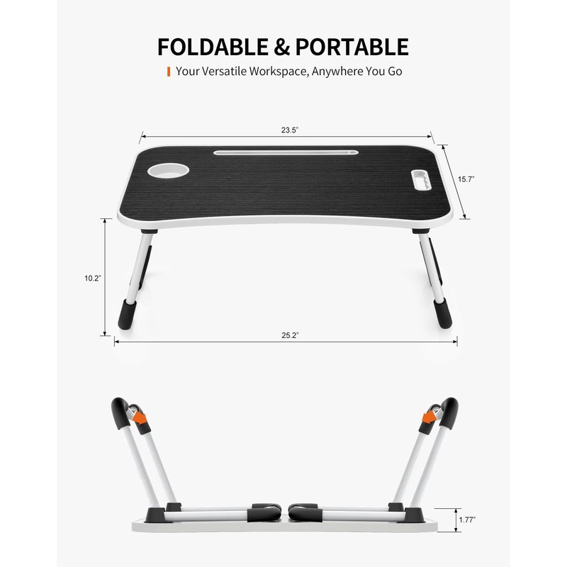 FISYOD Foldable Laptop Table, Portable Lap Desk Bed Table Tray,
