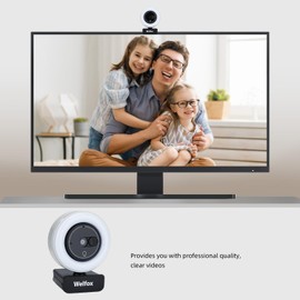1080 Quad HD Webcam with Microphone and Ring Light, USB Web Camera with Privacy Cover, Plug&Play Computer Camera for PC/Mac/Laptop/Desktop, Streaming Camera for Video Conferencing