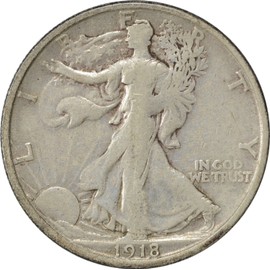 1918-S Walking Liberty Half Dollar Choice F Uncertified