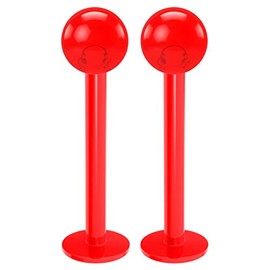 2pc 1.2mm 16g Labret Bar Studs Lip Ring Monroe Tragus Snake Spider Bites Forward Helix Cartilage Dahlia Conch Red 4mm Ball Piercing - 10mm