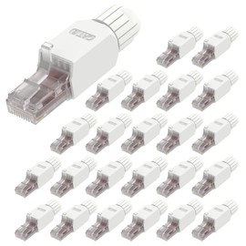 VCELINK Conector RJ45 sin herramientas, enchufe de terminación de campo CAT6, enchufe modular chapado en oro, conector UTP CAT6 herramienta menos para CAT6, cable de red CAT5E, paquete de 24