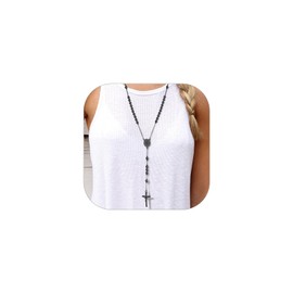 FaithHeart Crucifix Necklace for Men Saint Christopher Black Rosary Beads Cross with Chain Catholic Jewellery Spiritual Gifts for Birthday Baptism