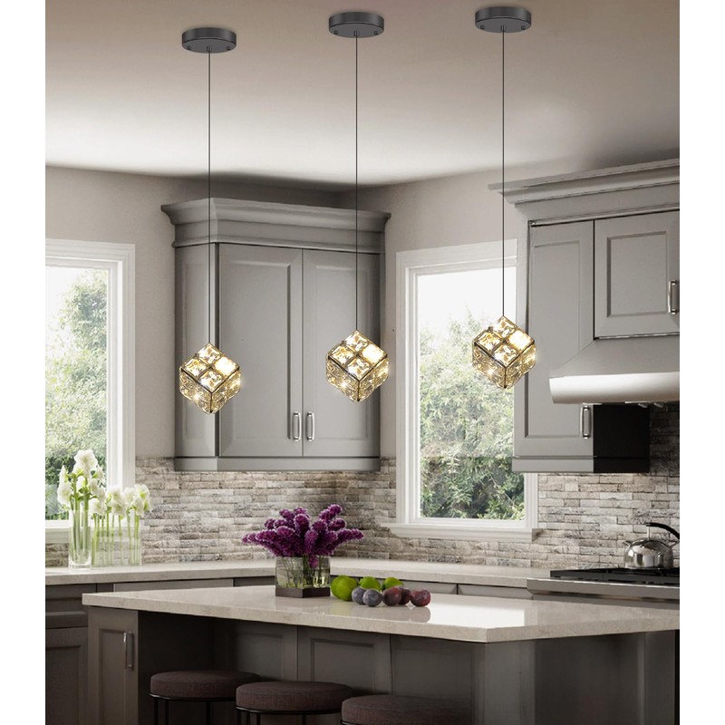 dolria Mini Pendant Lights Crystal Chandeliers for Dining Room Kitchen