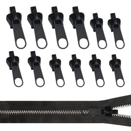 YOYEAH Pack of 12 zip pull, fix-a-zipper, zippy fix zip, zip repair, replacement zip for zip slider in black
