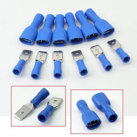 100x Blue Spade Connector Insulated Crimp Terminals for Electrical Wiring - 50x Female and 50 x Male - FREE FIRST CLASS UK POSTAGE!