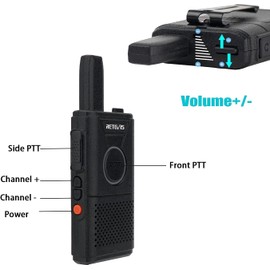 Retevis RT618 Mini Walkie Talkie, Professional PMR446 Long Distance 2 Way Radio, Dual PTT Portable Two Way Radio Communication for Family Camping, Business(Black, 4 Pack)