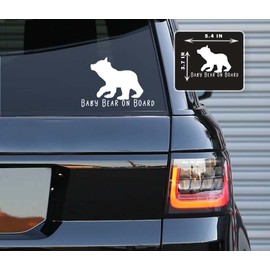 Printbeat Baby Bear on Board Vinyl Decals Stickers for Cars, Vans, Trucks, and laptops (White3.7x5.4)