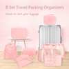 Xducom 8 Set Packing Cubes, Travel Luggage Packing Organizers (PINK)