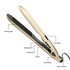 Hair Straightener with LED Display Women Fashion Salon Hairstyling Tools Adjustable Temperature