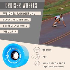 JUCKER Hawaii Longboard Wheels Allround Cruiser Wheels Mano (Set of 4 Wheels)