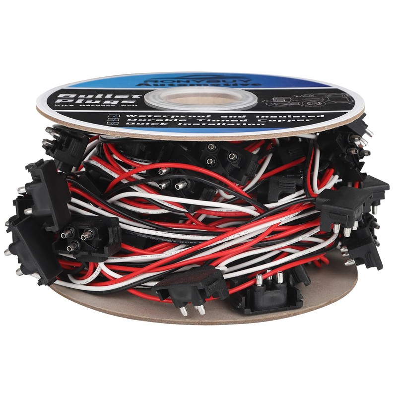 Ronybuy 50x 3 Wire Plugs, Triple Male Bullet Wire Harness