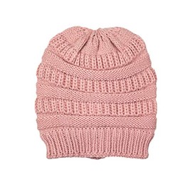 RJAY Winter Fleece Lined Soft Warm Cable Knitted Beanie Hat for Women & Men (Pink)