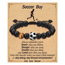 Hockey Party Favors, Basketball Stuff Team Gifts, Hockey Stocking Stuffers Cool Stuff, Soccer Presents Charms Bracelet for Friends Family (soccer)