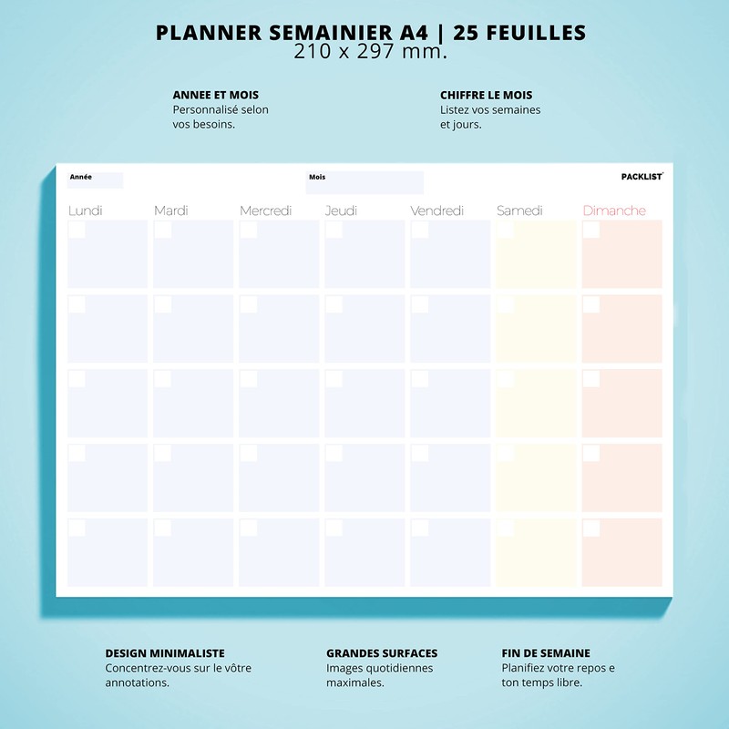 PACKLIST Personal Organiser ALE (French Planner, A4)