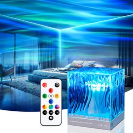 One Fire Sensory Lights for Bedroom, 18 Colors Aurora Table Lamps for Bedroom,10 Brightness Ceiling Projector, Remote+Timer Northern Lights Projector, Night Light Projector, Galaxy Projector