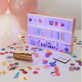 Cinema Light Box A4 Rose Gold 16 Colors with 400 Letters and Emojis, 10 Premium Cards, Remote Control, 2 Markers - BONNYCO | Led Light Up Sign, Novelty Gifts for Women and Gifts for Girls Christmas