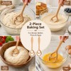 2 Pcs Wooden Danish Dough Whisks for Sourdough Bread, 12.6