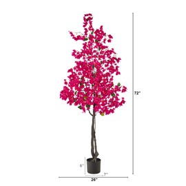 Nearly Natural 6ft. Bougainvillea Artificial Tree, Pink