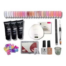 Mussa Kit Polygel 3pz+pincel+tip Dual+pinzas+base+top+lampara Sun5