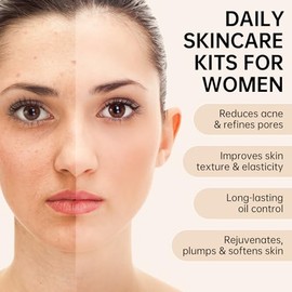 Set De Cuidado Facial Con Colágeno, Set Antiedad Para Reducir Arrugas, Minimizar Poros, Suavizar Líneas De Expresión E Hidratar. Kit De Viaje De 4 Pie