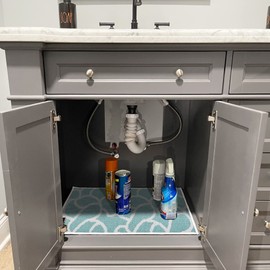 Sussexhome Under Sink Mat - Ultra-Absorbent Cotton Shelf Liners For Kitchen Cabinets - Non-Slip, Waterproof Backing - Machine Washable Surface Protector - Durable Cover, Customizable, Easy To Cut