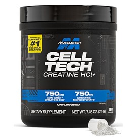 MuscleTech Cell-Tech Creactor Creatina HCl en polvo, constructor muscular después del entrenamiento para hombres y mujeres, clorhidrato de creatina + 