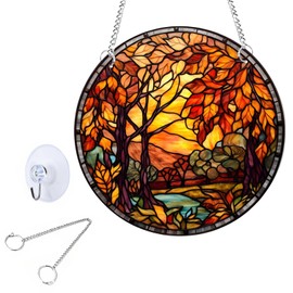 HhBdy Sun Catchers for Windows,8in Diameter Colour Catcher Acrylic Window Sun Catcher for Window Sun Catcher Decor Stained Light Catcher,Window Porch Home Accessories (Maple Leaf Suncatchers)