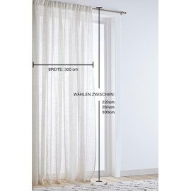 Jotex Ellen Multifunctional Curtain - Linen Curtain Extra Wide 100% Linen (Pack of 1) - Linen Beige, 250 cm