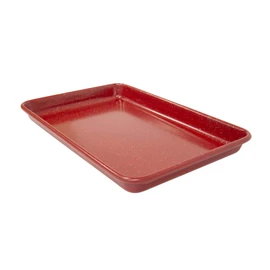 casaWare 9.75 x 6.62 x 0.75-Inch (Exterior) Toaster Oven Ultimate Series Commercial Weight Ceramic Non-Stick Coating Baking Pan (Red Granite)
