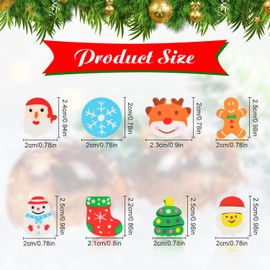 DERAYEE 120 PCS Christmas Mini Erasers, Novelty Pencil Erasers Santa Claus Elk Snowman Gingerbread Man Erasers for Kids Christmas Party Favors Classroom Rewards Prizes