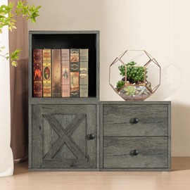 FUSUNBAO Magic DIY Cube Storage Organizer Stackable Cubes for Home Books Clothes Toy -Modular Cubby Storage System -Closet Organizer -Cube Storage Shelf (French Oak,General Cube)