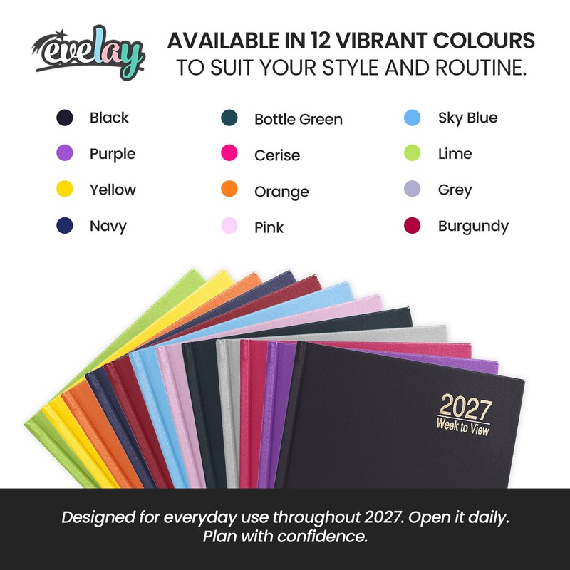 evelay 2027 Diary A5 Week to View - Hardback Planner