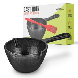 Modern Innovations Cast Iron Melting Pot for Grill Cooking, Basting Pot, Saucepan, Simmer Sauce and Butter, Small Pot, Mini Bowl for Sauces