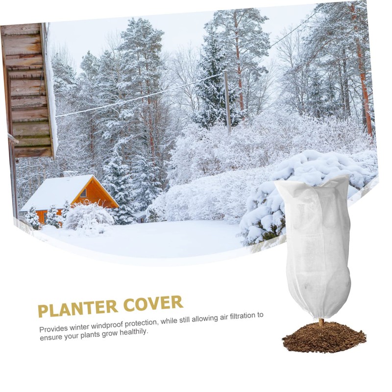 Sosoport 2pcs Plant Protection Cover Greenhouse Frost Guard Drawstring Winter