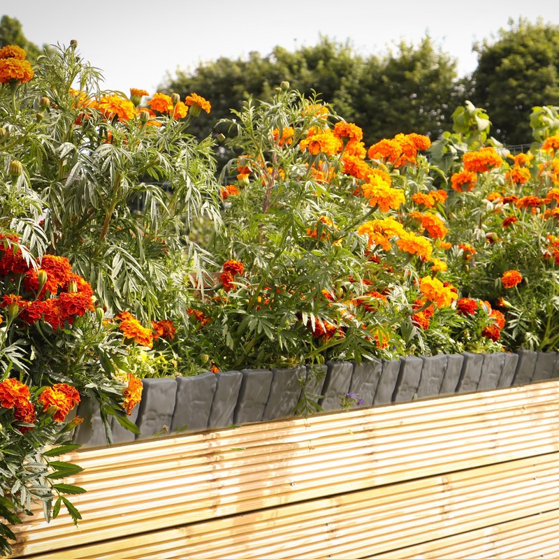 DIVCHI Grey Stone Effect Lawn Edging 10 Pcs Cobblestone Garden