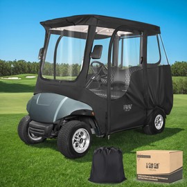 10L0L 2 Passenger Golf Cart Enclosure fit Yamaha G29 Drive and Drive 2, 600D Heavy Duty Yamaha Rain Cover with Clear PVC Windshield, Side Mirror Openings, Waterproof Oxford Cloth