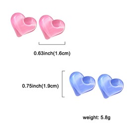 AMOR SPES 7 Pairs 3D Color Heart Silver Stud Earrings for Women Sister Best Friends One Week Wear