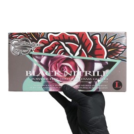 Blackwork Nitrile Tattoo Gloves, Small (100 Pack) - Black Gloves. Non-Latex, Thin, Soft, Strong, Comfortable, Powder-Free Medical Grade Exam Gloves With Elasticity & Textured Grip. Disposable
