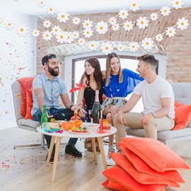 Ouligay Pack of 4 Daisy Banner Birthday Decoration, Daisy Garland Flowers Daisies, White Boho Flower Paper Garland Daisy Garland for Girls Birthday Decoration Party Accessories