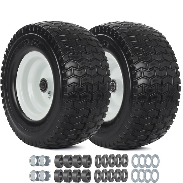 GICOOL 13x6.50-6 Tire and Wheel, 13x6.5-6" Flat-free Lawn Mower Tires,