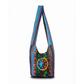 Kathmandu Collection Yin Yang Print Handmade 100% Cotton Hobo Bag from Nepal