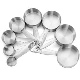 Stainless Steel Measuring Cups, 8 Piece Heavy Duty 18/8 Steel Measuring Cups Set