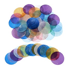 sourcing map 80Pcs Capiz Shells 2" Round Natural Shells with 2 Holes for Seashell Wind Chimes Curtain Shell Garland DIY Craft Wedding Home Decoration, Multicolor