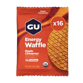 GU GU Energy Maple Cinnamon Organic Sports Nutrition Energy Waffle, Caffeine-Free, Vegan, Kosher, On-the-Go Energy for Any Workout, 16 Count