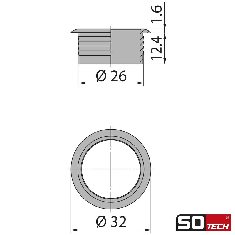SOTECH Push-Lock Midi Push Button Diameter 23 mm Stainless Steel