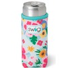 Swig Life Skinny Can Coolie, 12oz Slim Can Holder, Neoprene Insulated Cooler with Pocket, Covers for Tall Beer Bottles, Beach Accessories for Women (Island Bloom)