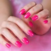 LINSSQ Press on Nails Glossy Solid Rose Pink Fake Nails