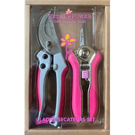 Petal Power Premier Ladies Gardening Secateurs Set – 7” Razor Sharp Bypass & Trimmer Ladies Secateurs – Perfect Gardening Gift for Women. (Pink)